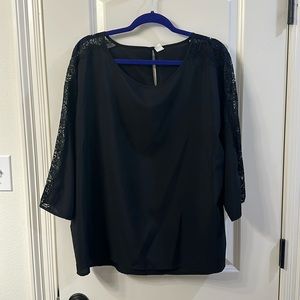 Black long sleeve top with lace sleeves